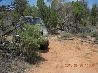 137 8zw. drive to Calamity Mine - very tough side road - truck driving a tight curve