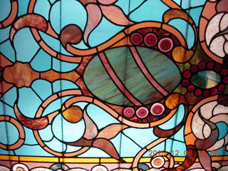 ceiling stained glass at Joseph's pizza