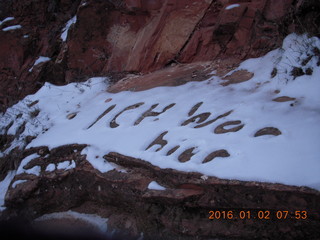 1 972. Zion National Park - ich war hier written in the snow