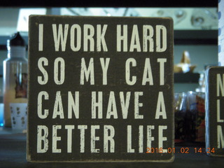 Springdale, Utah - Wildcat Willies - I work hard so my cat can have a better life sign