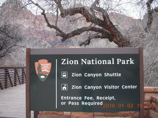 Zion National Park - Visitors Center - sign
