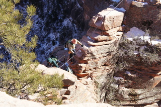 Zion National Park - Brad's pictures - Angels Landing hike - Adam at narrow part