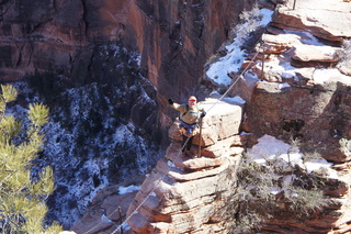 125 972. Zion National Park - Brad's pictures - Angels Landing hike - Adam at narrow part
