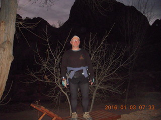 2 973. Zion National Park - Adam with sweatshirt tied around waist