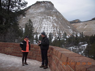 57 973. Zion National Park - Checkerboard Mesa viewpoint - Kit and Brad