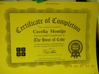 Cecelia Certificate of Completion computer stuff