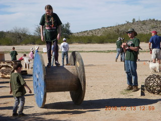 Motown - Arizona Flying Circus - girl balanced on cable spool