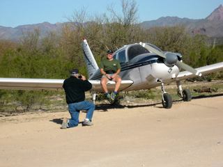 Alamo Lake pictures- Bernie taking a picture of Adam and N8377W