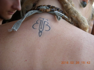 154 98s. Bangkok  - boat ride - interesting tattoo