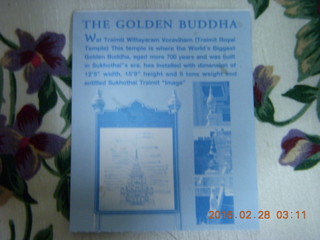 2 98u. Bangkok - Golden Buddha ticket from yesterday
