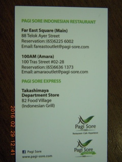 174 98v. Singapore restaurant card