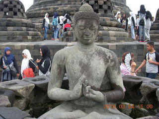 131 994. Indonesia - Borobudur temple - exposed Buddha inside bell