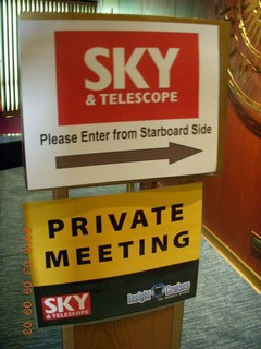 83 999. Sky and Telescope Private Meeting sign