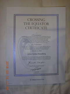 54 99f. Crossing the Equator Certificate +++