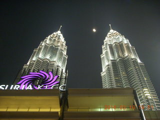 170 99g. Malaysia - Kuala Lumpur food tour - twin Petronas towers with moon
