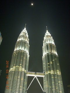 177 99g. Malaysia - Kuala Lumpur food tour - twin Petronas towers with moon