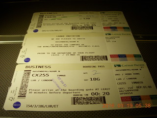 5 99k. flight to London - boarding passes