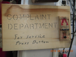 Blondie's Restaurant Complaint Department sign