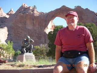 Arches National Park - Devils Garden hike - Adam in hole in the rock