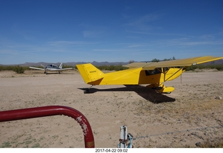 Alamo Lake - Larry's new yellow homebuilt airplane