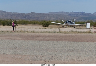 Alamo Lake - Larry's new yellow homebuilt airplane