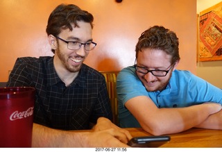 Brian and Noah at Indian restaurant