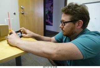 tea set gift from Sonia in 2008 - Noah taking a picture of box label