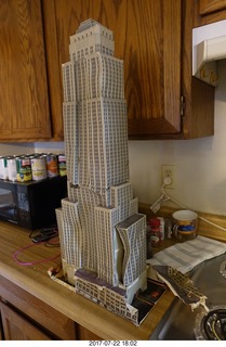 348 9rn. my cardboard Empire State  Building trashed by my cat Max