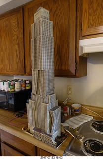 354 9rn. my cardboard Empire State  Building trashed by my cat Max