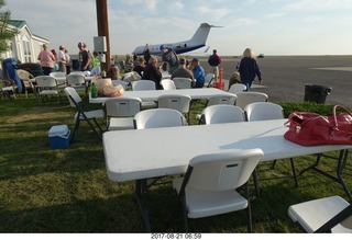 30 9sm. Riverton Airport - airplane and chairs