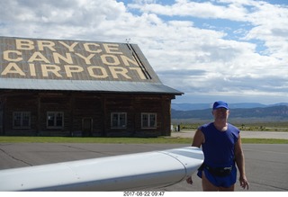 Bryce Canyon Airport log cabin and Adam