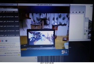 55 9u7. Mike Bird on Skype seen on Antonia's and Yuusuke's screen in Japan