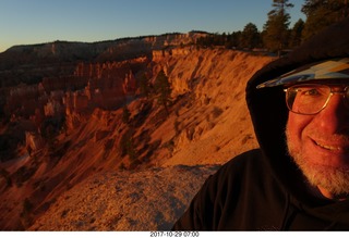 Bryce Canyon amphitheater at sunrise + Adam