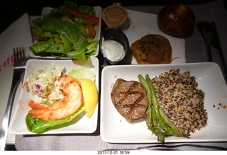 nicely presented meal in first-class