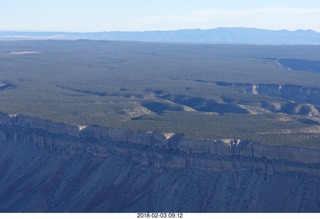 aerial - cloudy hazy Grand Canyon