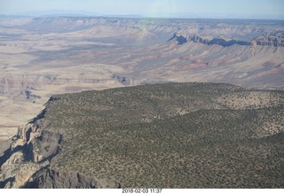 aerial - cloudy hazy Grand Canyon