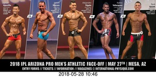 Mesa - International Physique League (IPL) show . James Niezen (33) . Zyrian (Zee) Apurillo (41) . Alejandro Sigala (50) . Karlos Velazquez (55) . Zack Smith (56) .