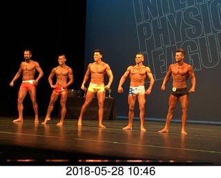 Mesa - International Physique League (IPL) show - main event . James Niezen (33) . Zyrian (Zee) Apurillo (41) . Alejandro Sigala (50) . Karlos Velazquez (55) . Zack Smith (56) .