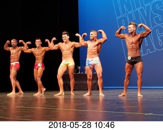 Mesa - International Physique League (IPL) show - main event . James Niezen (33) . Zyrian (Zee) Apurillo (41) . Alejandro Sigala (50) . Karlos Velazquez (55) . Zack Smith (56) .