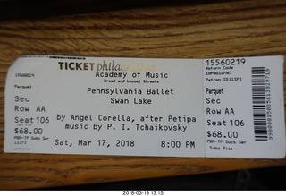 ticket to Swan Lake at the Academy of Music