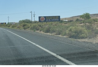 drive from scottsdale to gateway canyon - drive to kayenta - sign for Burger King Navajo Code Talkers museum in Kayenta