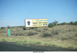 driving from gallup to petrified forest - signs for Indian City souvenir stands