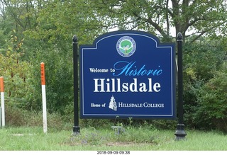 driving to Hillsdale - town sign