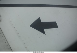 airline flights from Rio de Janeiro to Iguazu - arrow on wing to remember which way the air flows