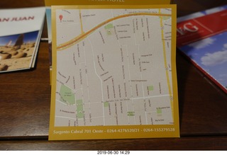 67 a0e. Argentina - San Juan - our hotel - brochure map