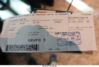 Argentina - San Juan Airport - stamped boarding pass