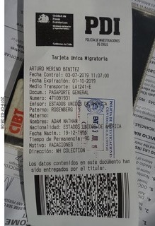 Chile - flight San Juan to Santiago - PDI form (don't lose this!)