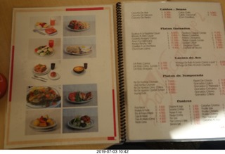 92 a0f. Chile - Santiago tour - restaurant menu
