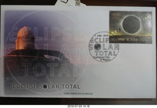 187 a0f. Chile - Santiago tour - first day of issue solar eclipse stamp