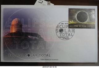 188 a0f. Chile - Santiago tour - first day of issue solar eclipse stamp